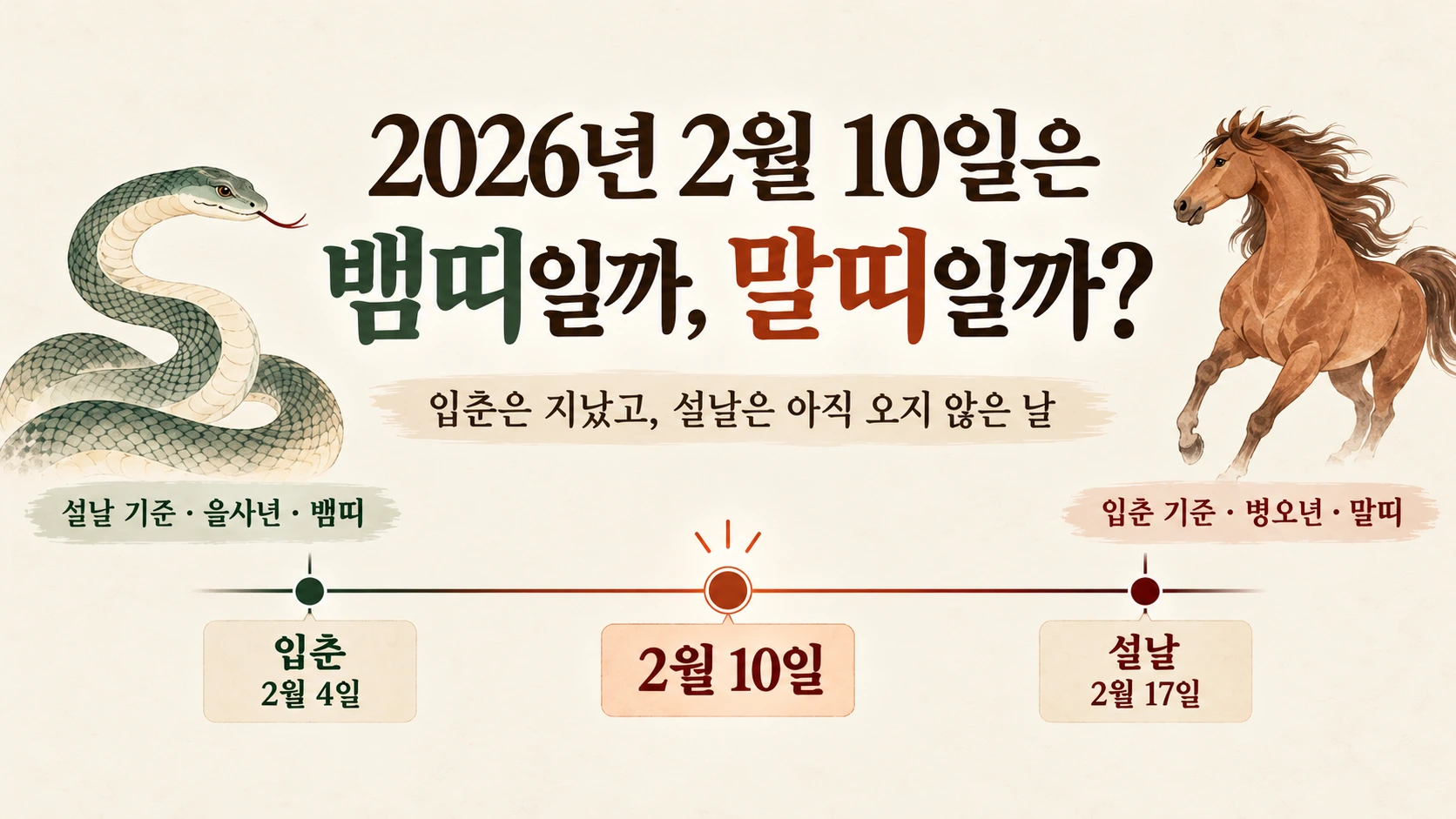 2026년 2월 10일은 뱀띠일까, 말띠일까?